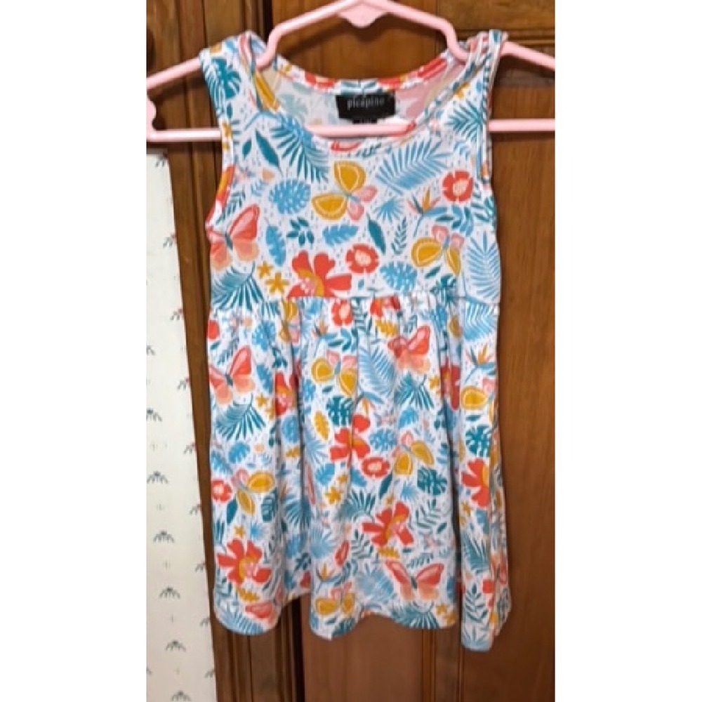 Picapino Baby Girls 12M Tropical Butterfly Floral Sleeveless Babydoll Dress